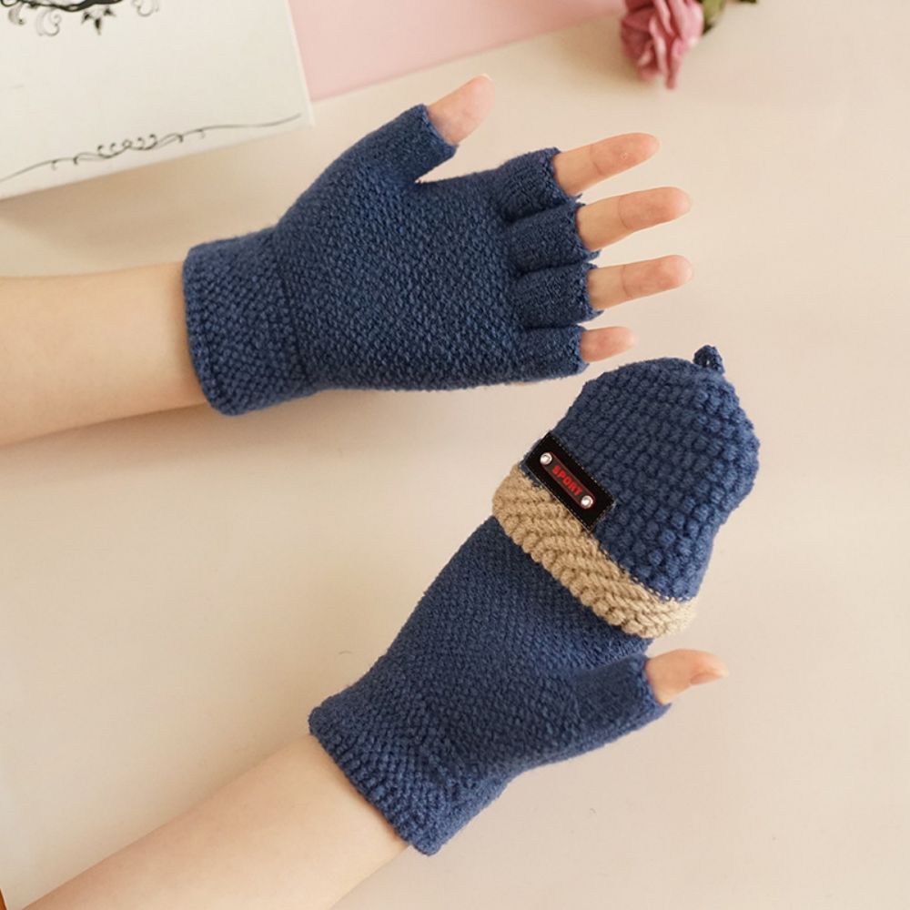 Winterreitsport Warme Colorblock-flip-handschuhe -