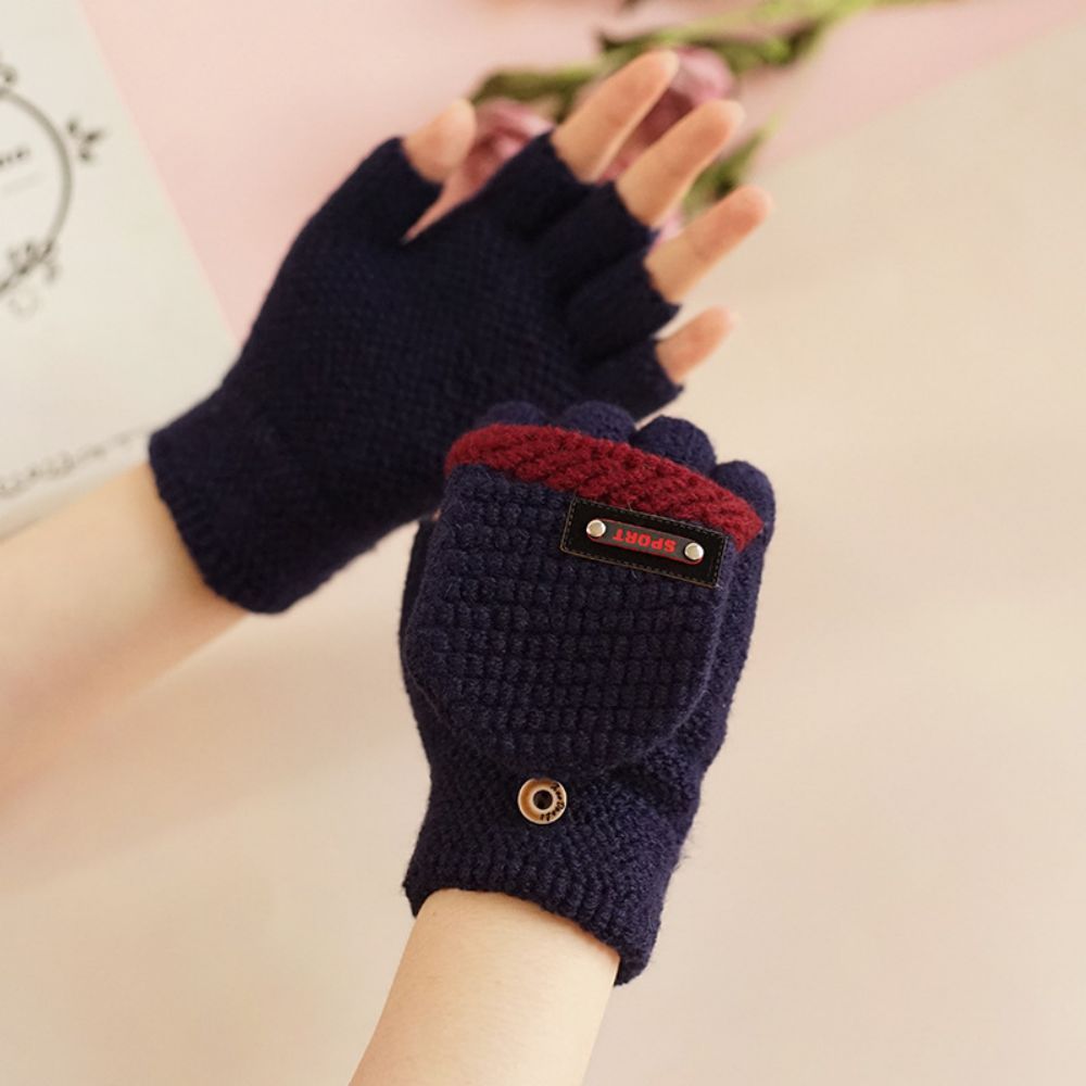 Winterreitsport Warme Colorblock-flip-handschuhe -