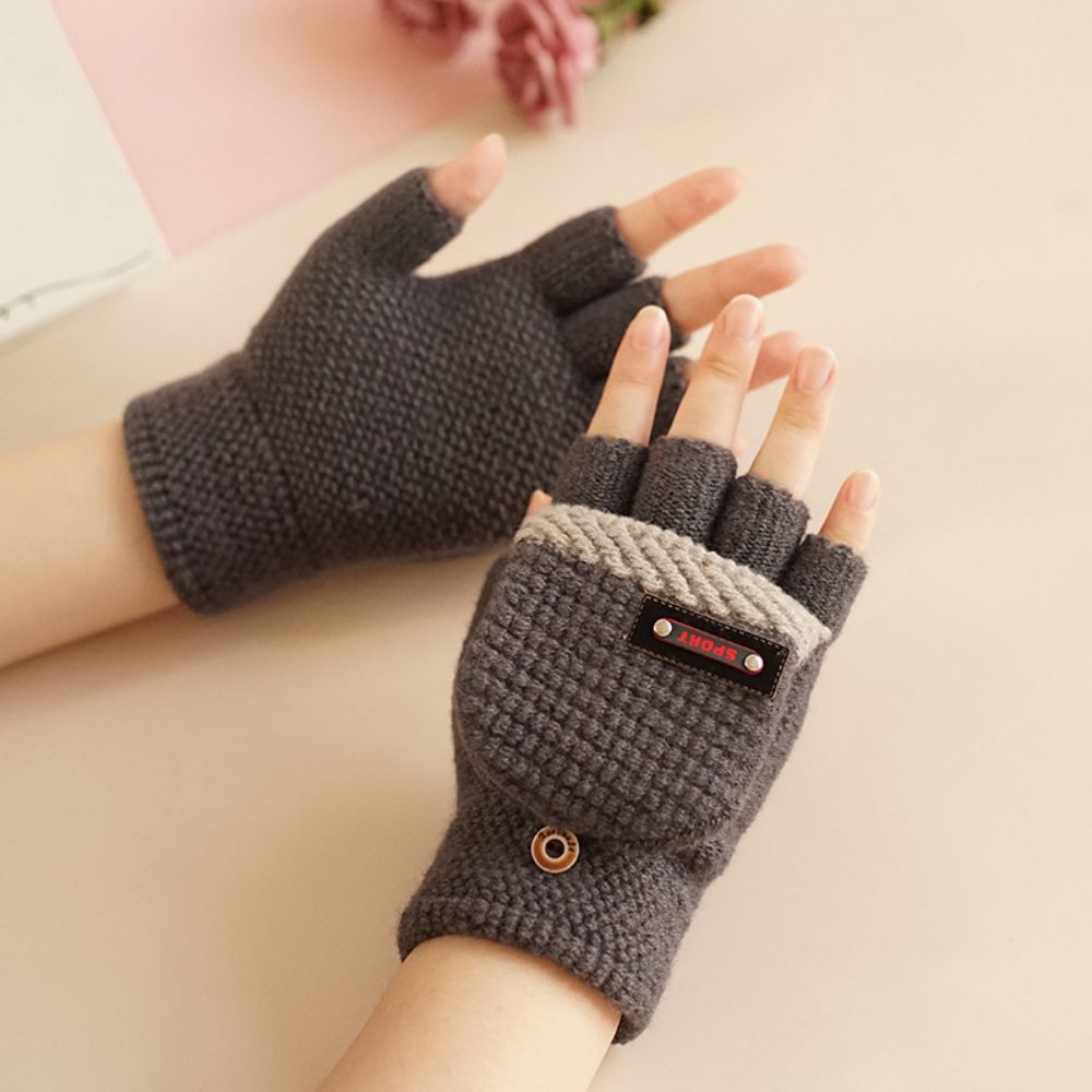 Winterreitsport Warme Colorblock-flip-handschuhe -