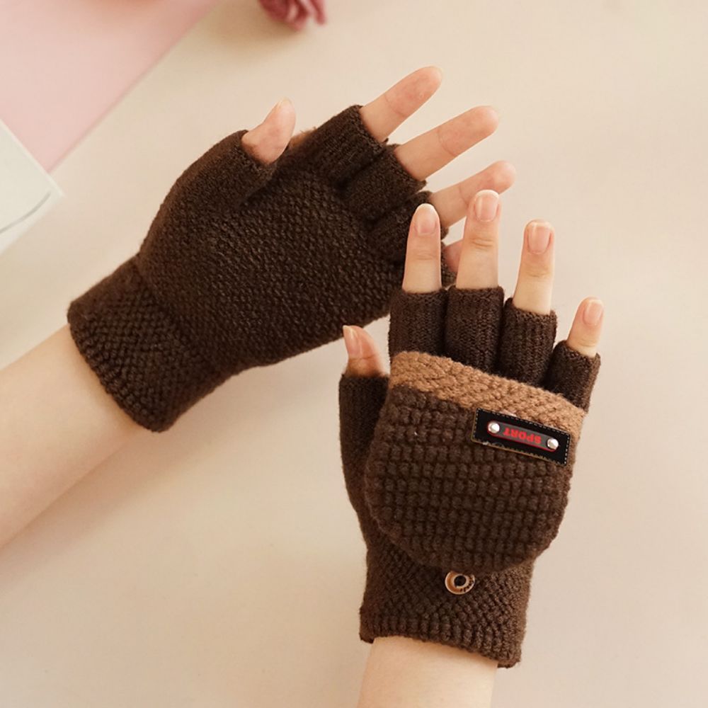 Winterreitsport Warme Colorblock-flip-handschuhe -