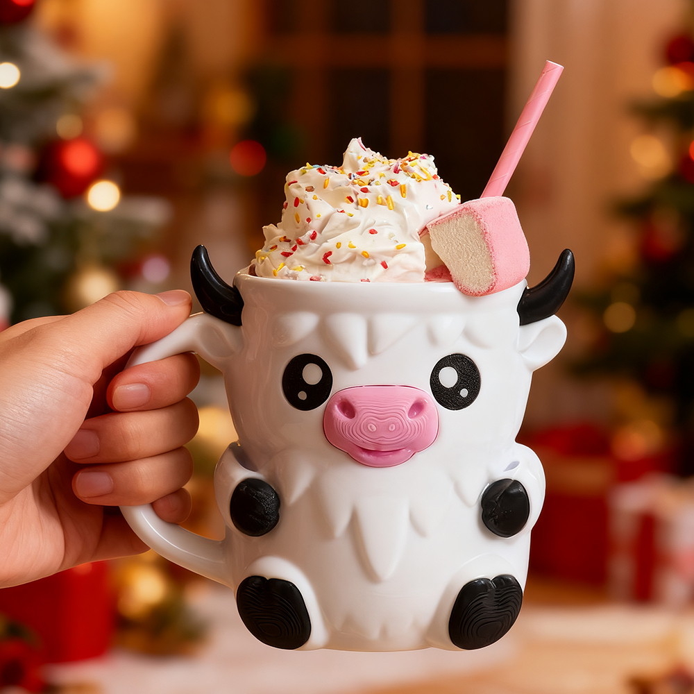 Niedlicher Eisbecherhalter Im Kuh-design Mit Griff Und Löffel – Wiederverwendbare, Frostsichere Kühlhülle Für Eiscreme, Getränke Und Desserts – Lustiges Kuh-geschenk Für Eiscreme-liebhaber - MyFaceSocksDE