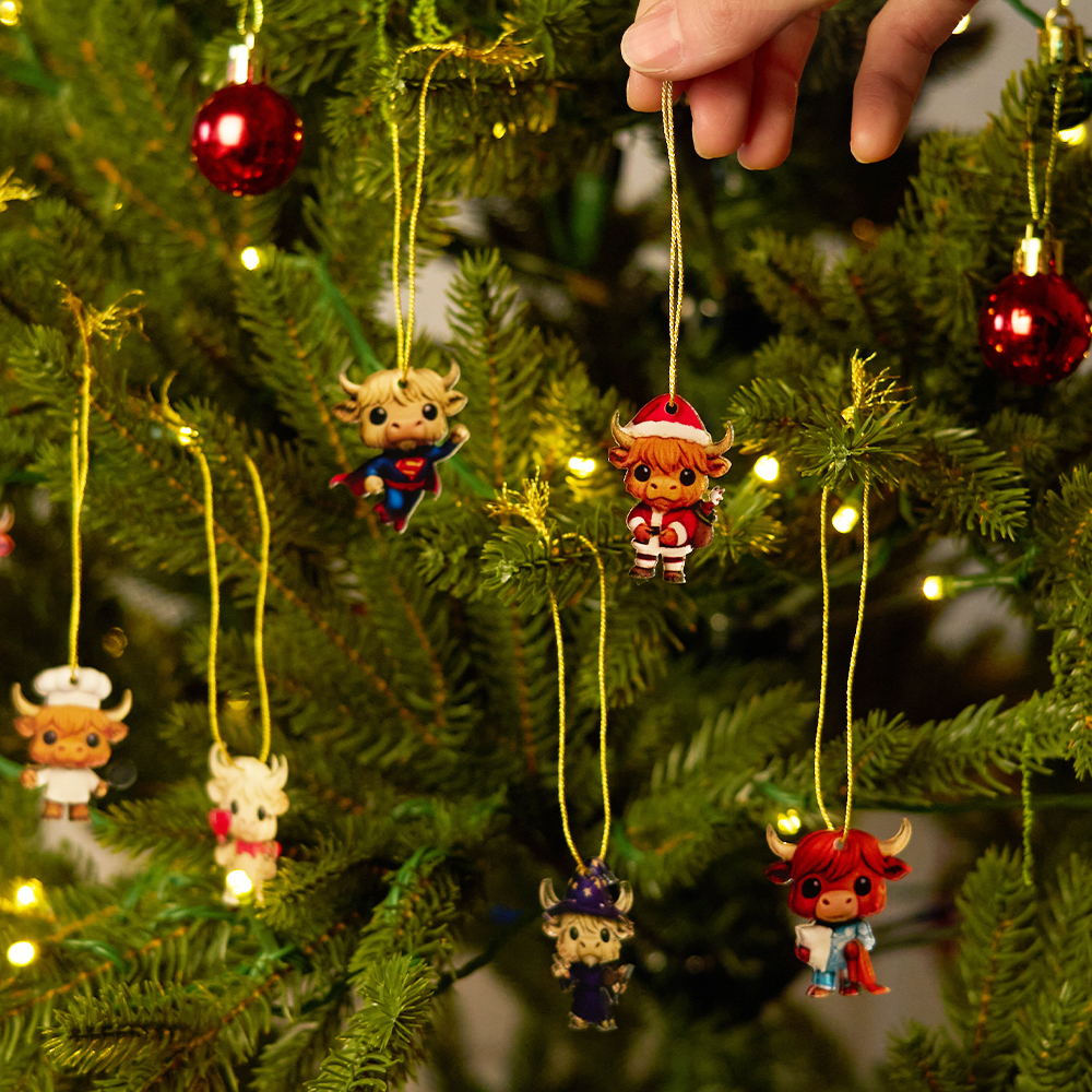 Adventskalender Mit Schottischen Hochlandrindern | Weihnachts-countdown-blindbox-ornamente | 3d-baumschmuck Aus Acryl Und Gummi | Weihnachtsgeschenk Für Familie Und Kinder