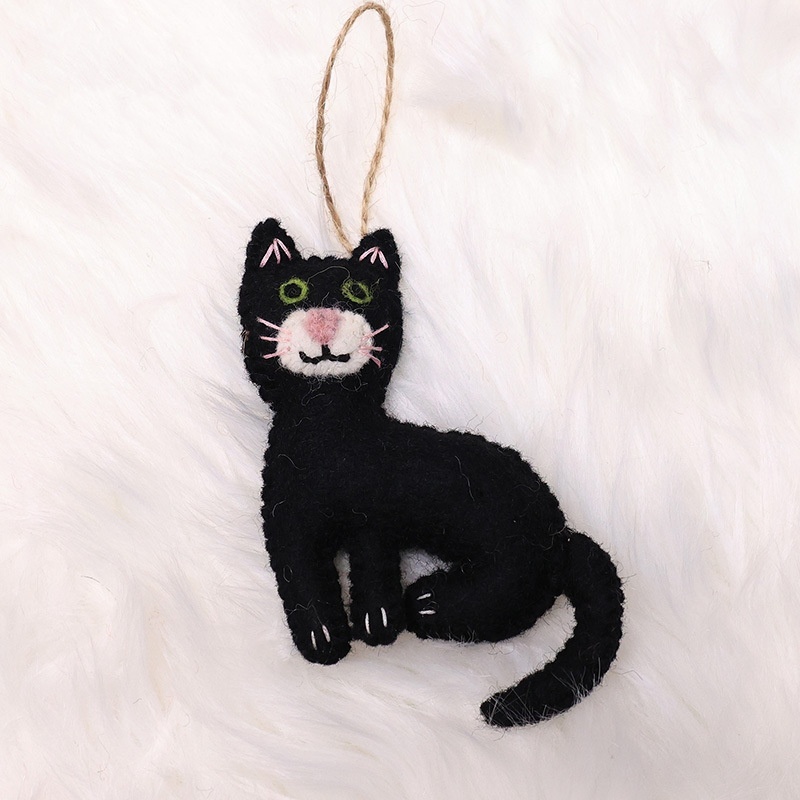 Gestickte Katzen-weihnachtsdekoration Aus Filz, Geschenk Für Katzenliebhaber, Nadelfilz-ornamente, Biologisch Abbaubare Ornamente, Katzen-ornamente - MyFaceSocksDE