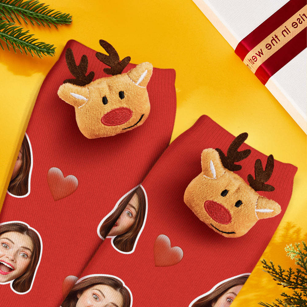 Weihnachtssocken Broschen Pins Schal Charm Schmuck Neujahrsgeschenke Rotnasen-rentier 2 Teile / Satz - GesichtSocken