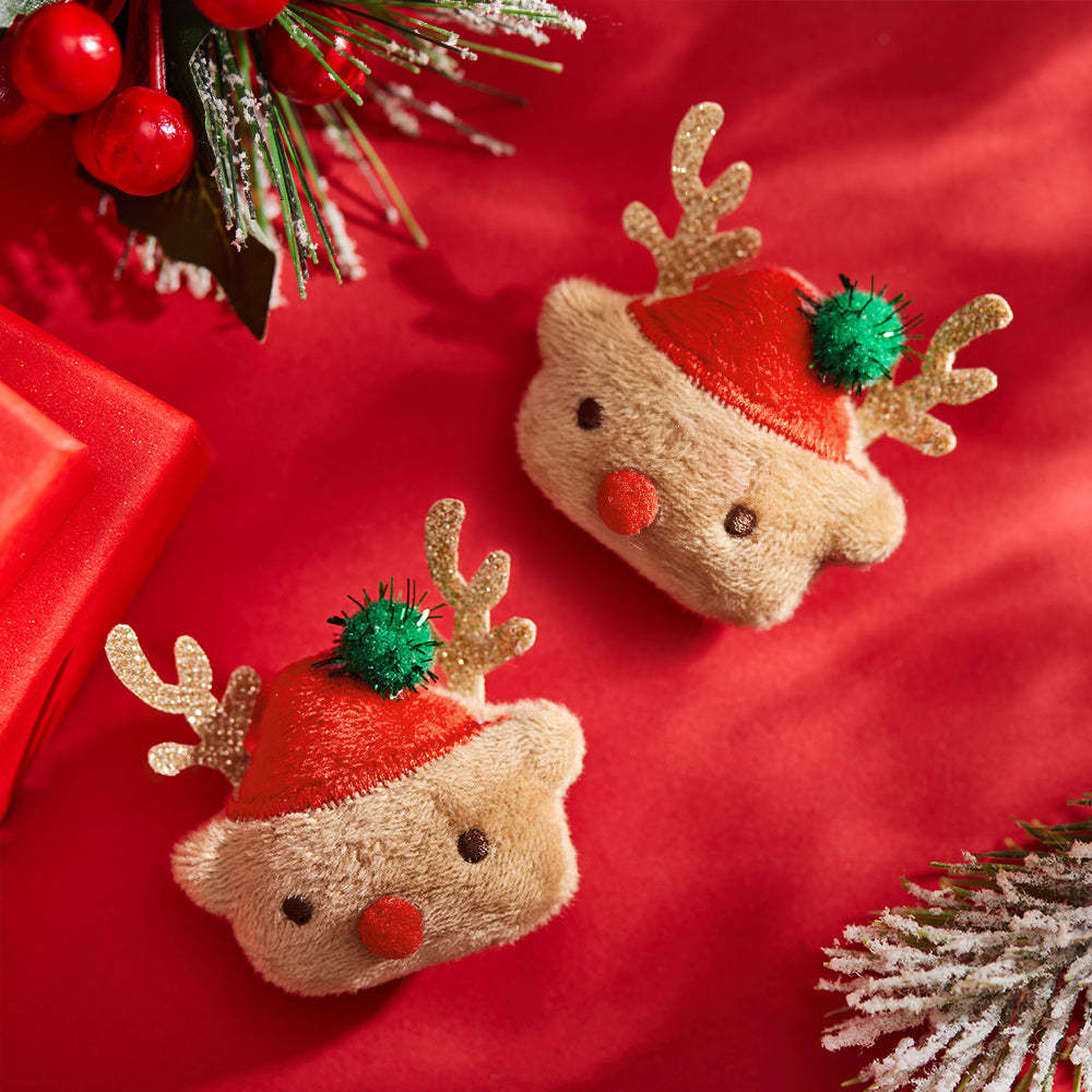 Weihnachtssocken Broschen Pins Schal Charm Schmuck Neujahrsgeschenke Red Hat Elk 2 Teile / Satz - GesichtSocken