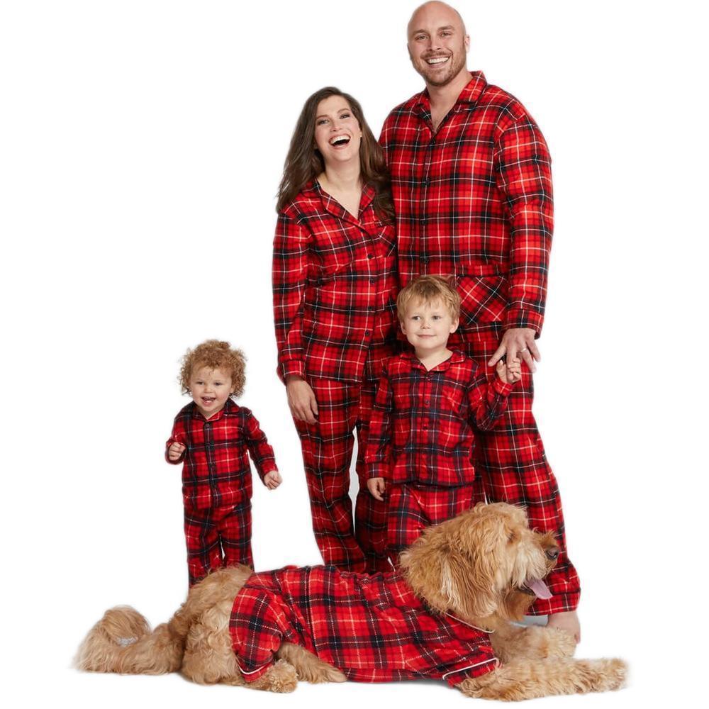 Passende Familien-pyjama-sets Weihnachtsfest-party-nachtwäsche – Roter Schwarzer Streifen - GesichtSocken