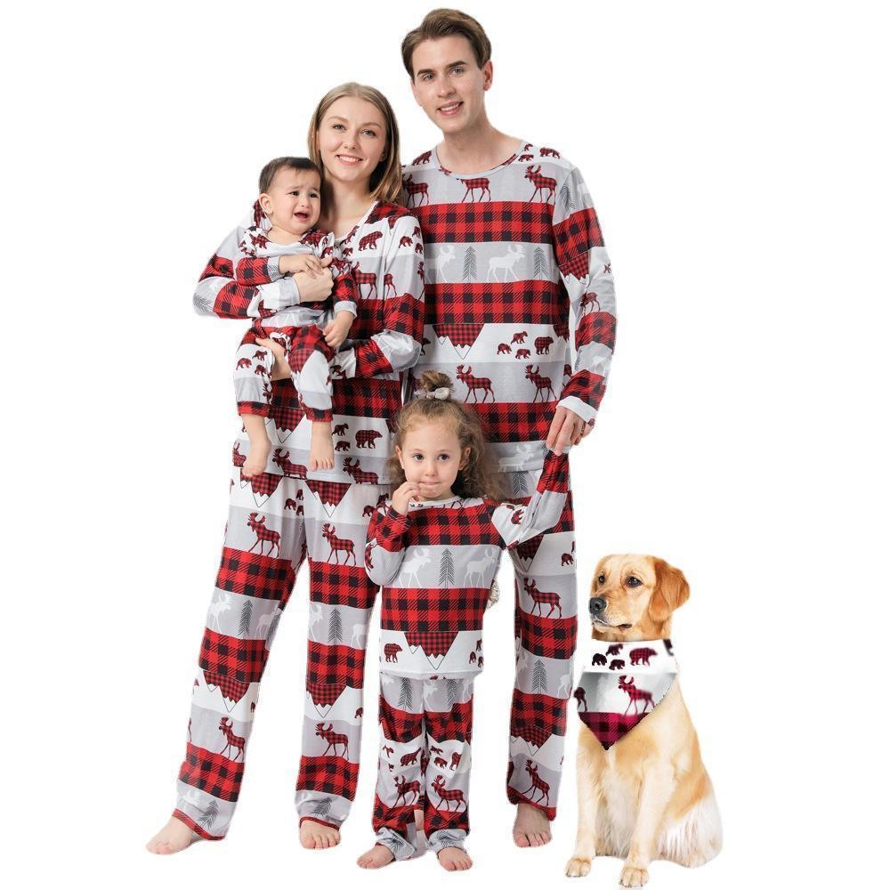 Passende Familien-pyjama-sets Weihnachtsfest-party-nachtwäsche - Grauer Elch - GesichtSocken