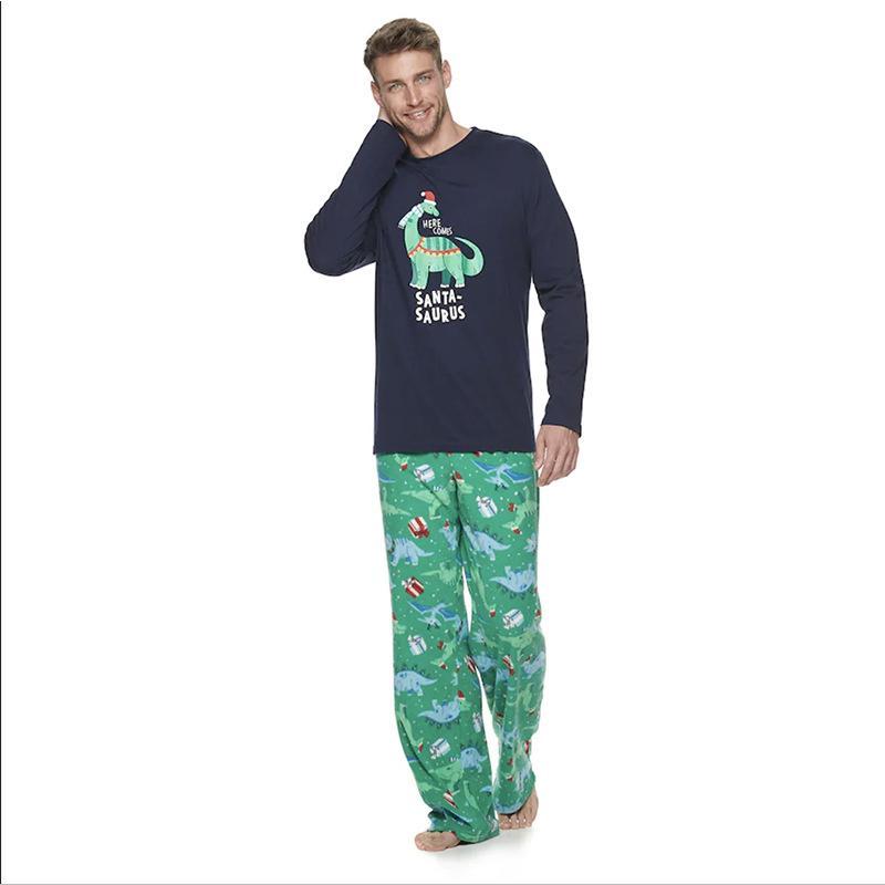 Passende Familien-pyjama-sets Weihnachtsfest-party-nachtwäsche - The Dinosaur Christmas - GesichtSocken