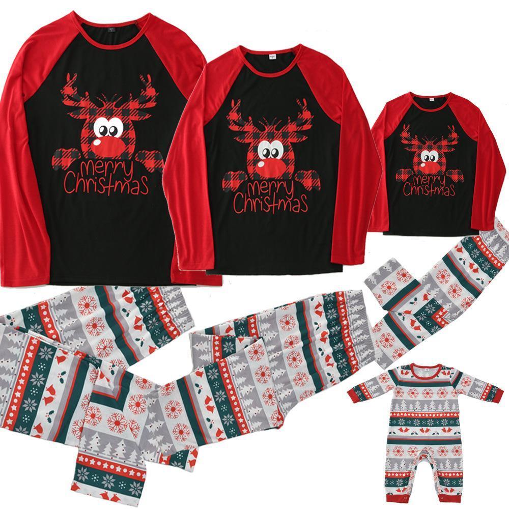 Passende Familien-pyjama-sets Weihnachtsfest-party-nachtwäsche – Weihnachtsschneeflocke-elch - GesichtSocken