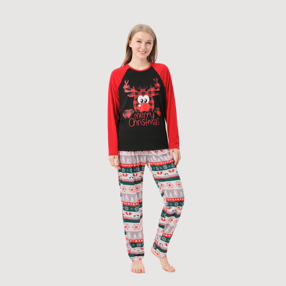 Passende Familien-pyjama-sets Weihnachtsfest-party-nachtwäsche – Weihnachtsschneeflocke-elch - GesichtSocken