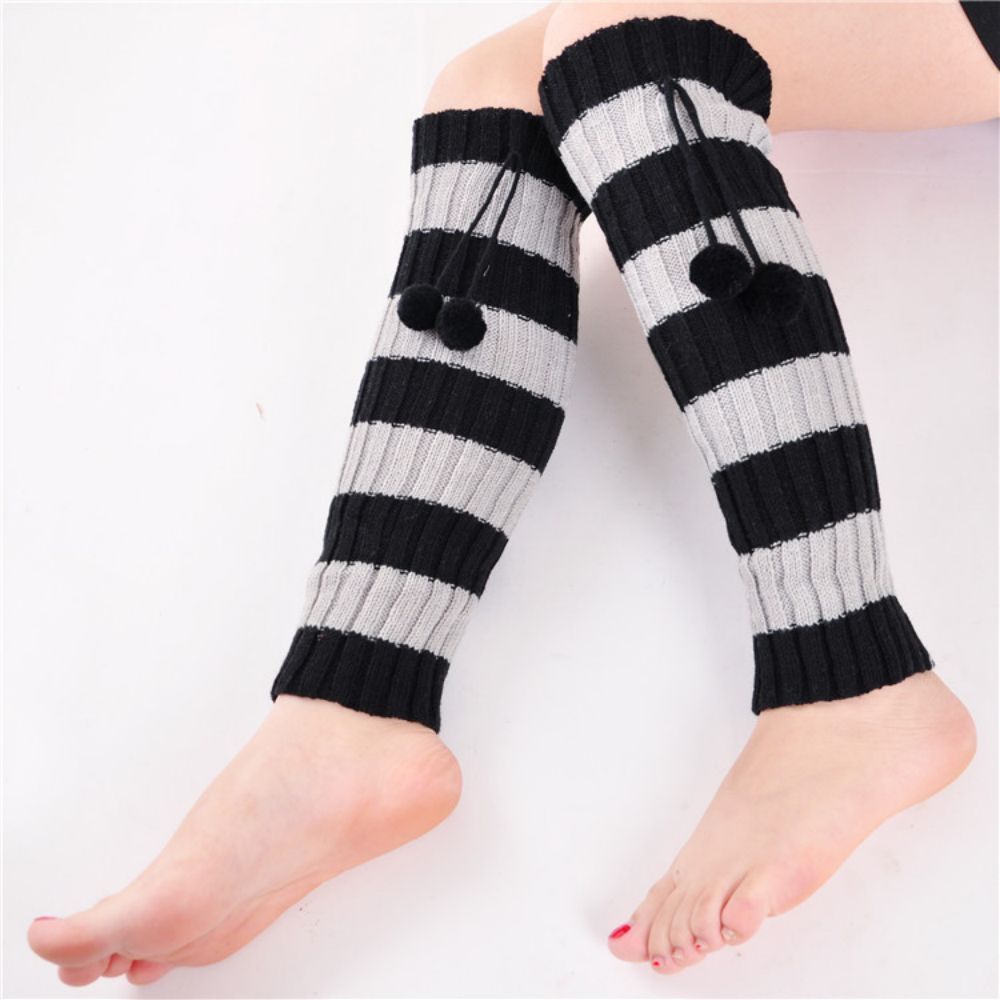 Lange Knieschützer Für Den Winter, Warme Beinabdeckung, Gestreifte Socken, Florsocken -