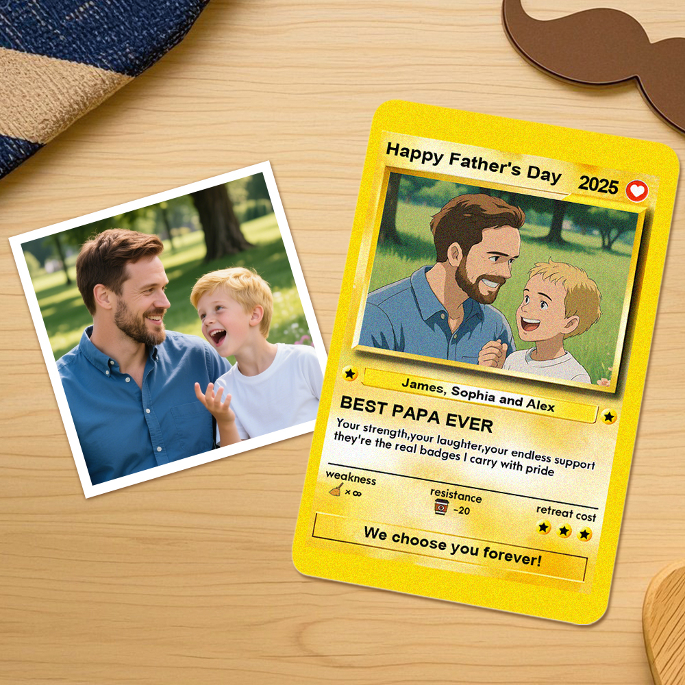 Wir Wählen Sie Für Immer. Individuelle Poke-karte, Vatertagsgeschenk Für Poke-liebende Väter, Geschenk Für Papa - MyFaceSocksDE