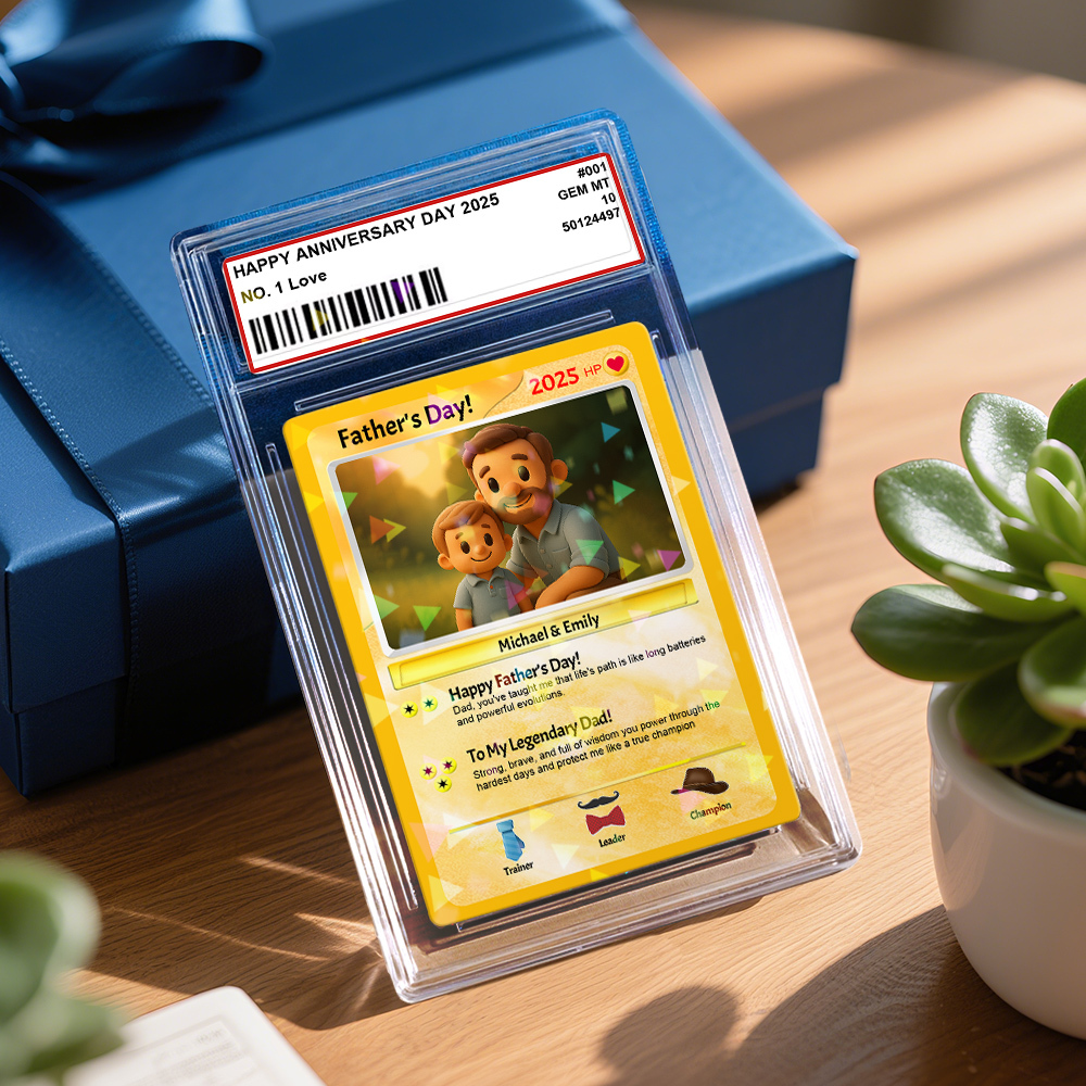 Personalisierte Vater-krawatten-poke-karte, Retro-cartoon-inspiriertes Mini-geschenk Für Papa, Foto-text-poke-karte - MyFaceSocksDE