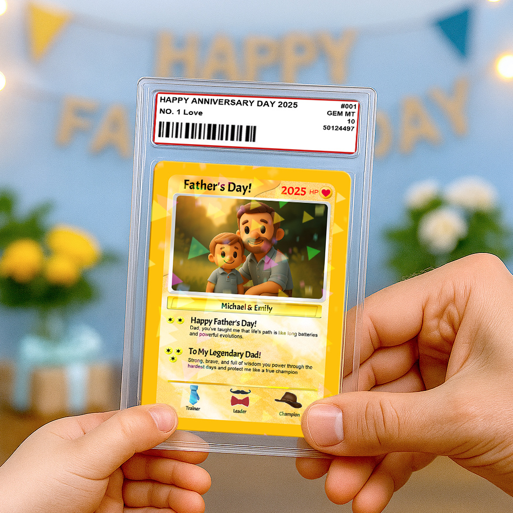 Personalisierte Vater-krawatten-poke-karte, Retro-cartoon-inspiriertes Mini-geschenk Für Papa, Foto-text-poke-karte - MyFaceSocksDE