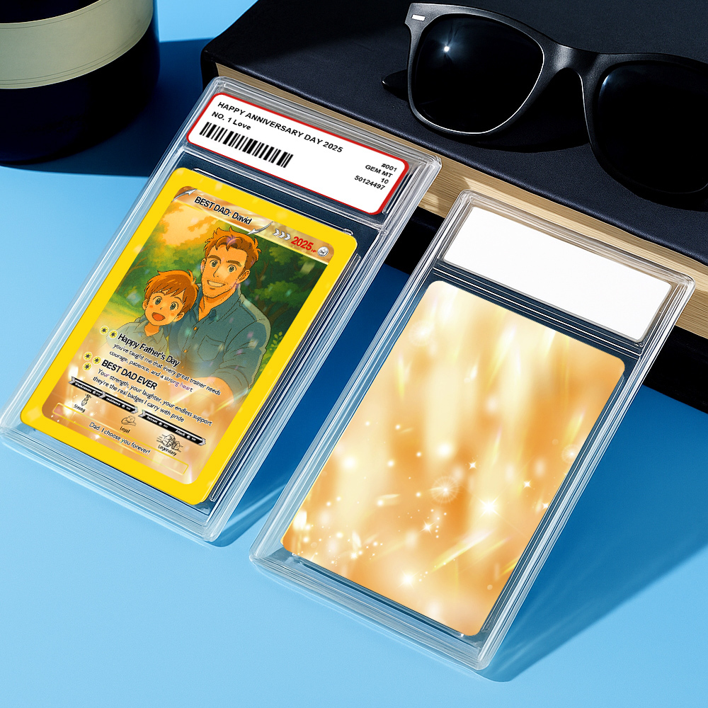 Personalisierte Vater-krawatten-poke-karte, Retro-cartoon-inspiriertes Mini-geschenk Für Papa, Foto-text-poke-karte - MyFaceSocksDE