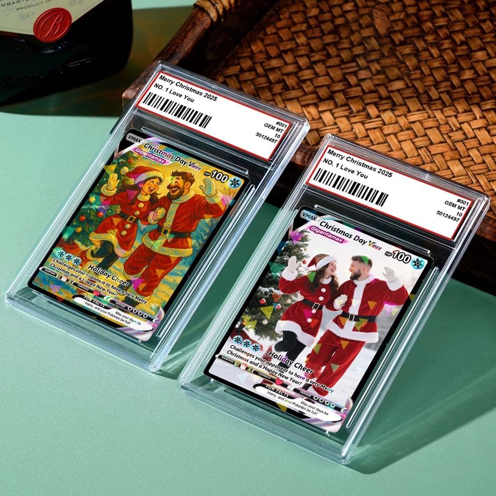 Individuelle Weihnachts-sammelkarte Als Geschenk Für Den Liebhaber. Verwandeln Sie Ihr Foto In Eine Einzigartige Sammelkarte Im Pixel-man-stil. Weihnachtsgeschenkidee - MyFaceSocksDE