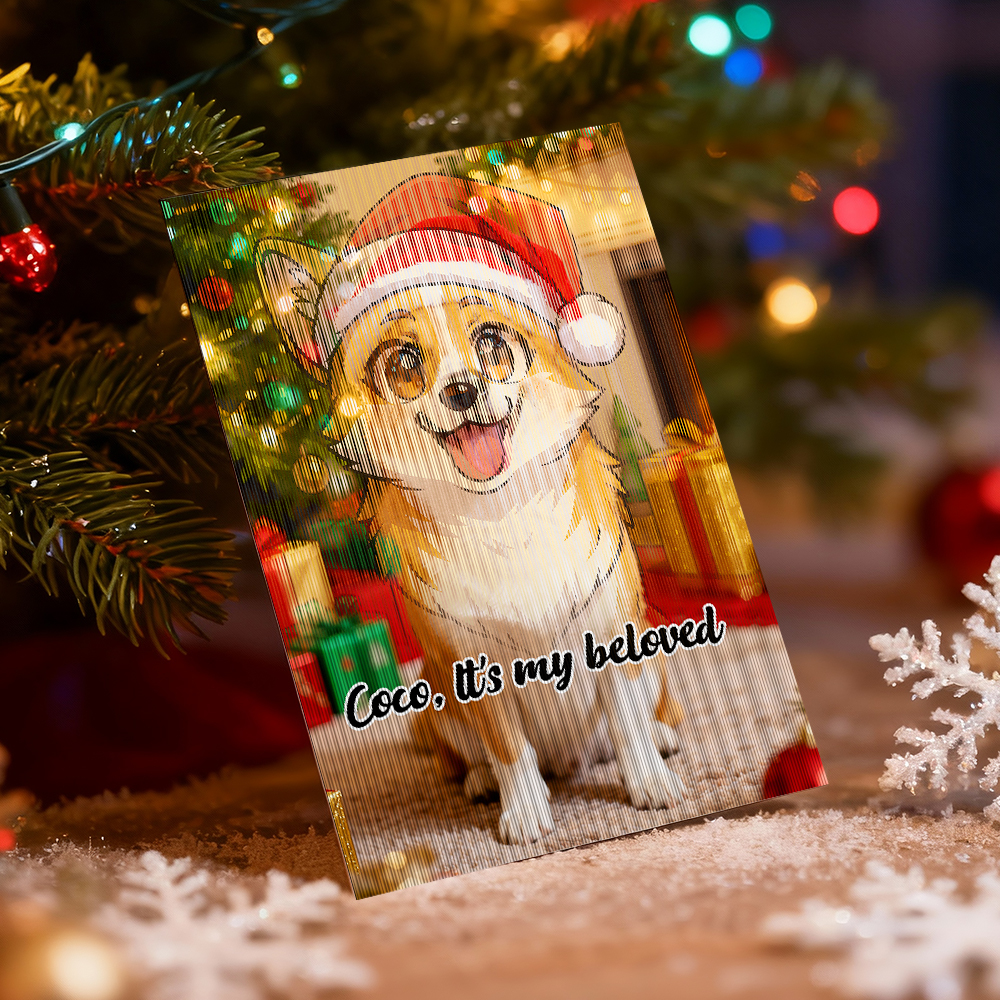 Personalisierte Lentikularkarte, Weihnachtsfoto, Anime-stil, Weihnachtsgeschenk, Urlaubsgrußkarte - MyFaceSocksDE