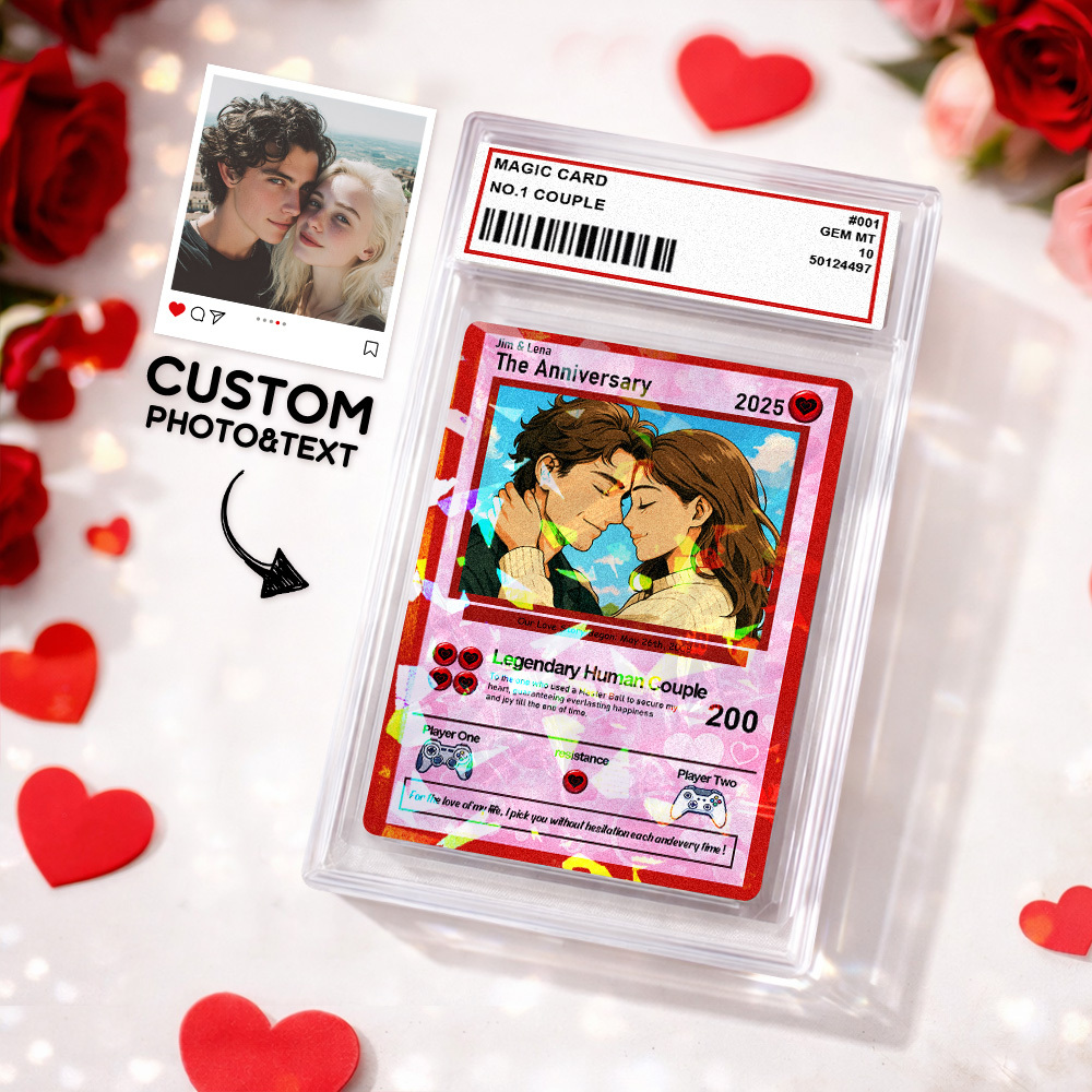 Personalisierte Valentinstagskarte Für Power-paare, Individuelle Jahrestagskarte Im Anime-stil Mit Pärchenfoto, Das Perfekte Valentinstagsgeschenk Für Verliebte - MyFaceSocksDE