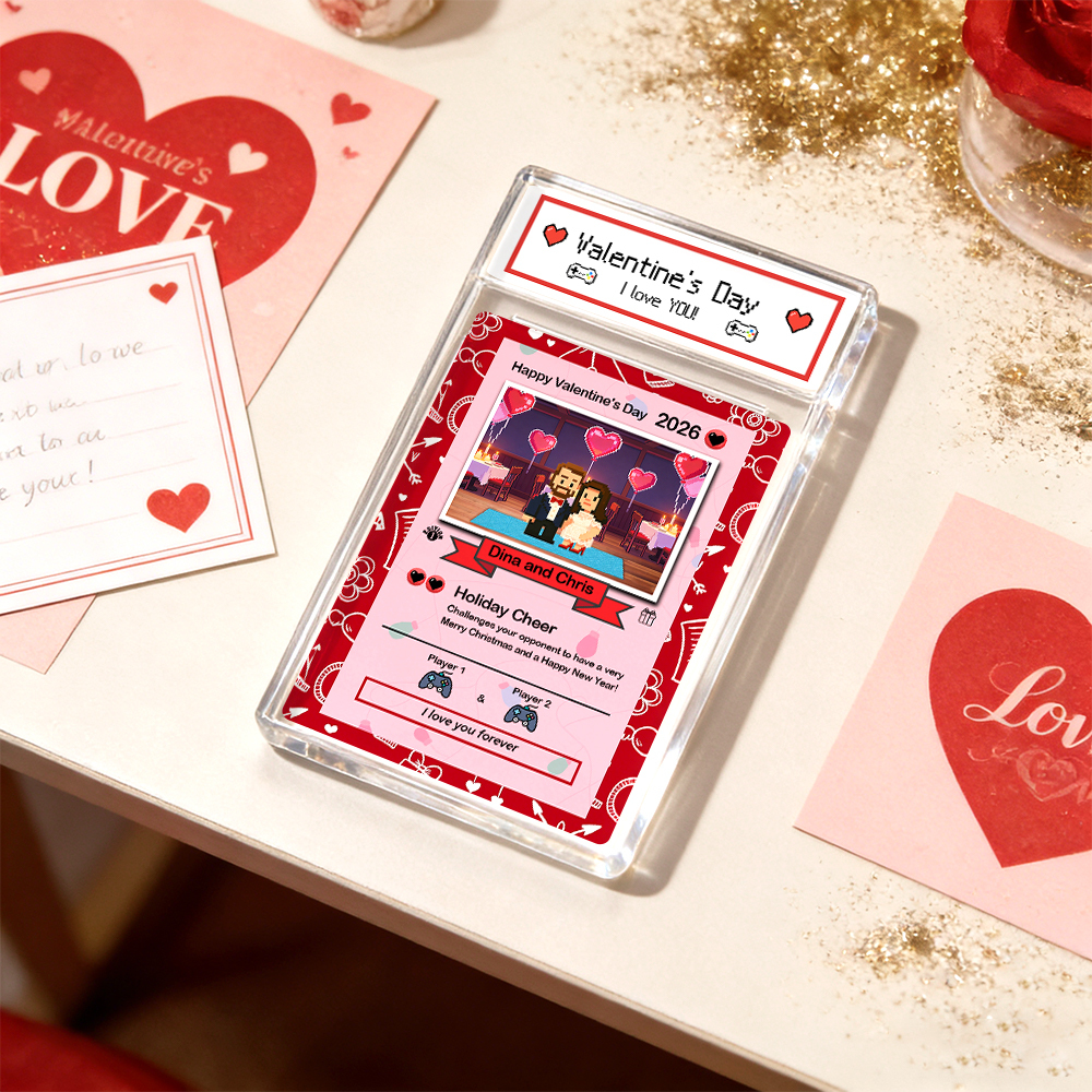 Personalisierte Valentinskarte „ich Wähle Dich" – Geschenkidee Für Paare. Verwandle Dein Foto In Eine Einzigartige Sammlerkarte Im Pixel-man-stil. Valentinsgeschenkidee - MyFaceSocksDE