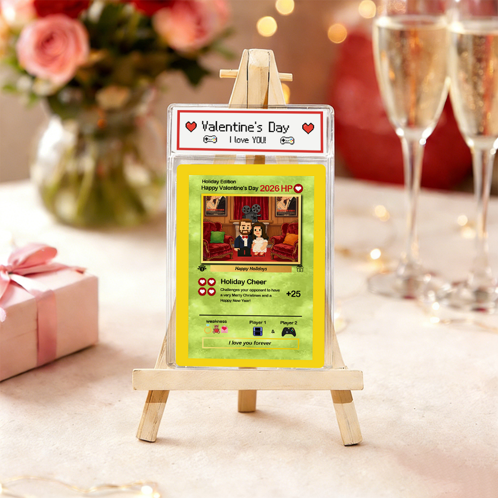 Personalisierte Valentinskarte „ich Wähle Dich" – Geschenkidee Für Paare. Verwandle Dein Foto In Eine Einzigartige Sammlerkarte Im Pixel-man-stil. Valentinsgeschenkidee - MyFaceSocksDE