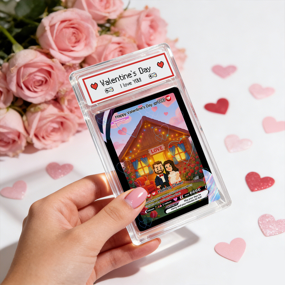 Personalisierte Valentinskarte „ich Wähle Dich" – Geschenkidee Für Paare. Verwandle Dein Foto In Eine Einzigartige Sammlerkarte Im Pixel-man-stil. Valentinsgeschenkidee - MyFaceSocksDE