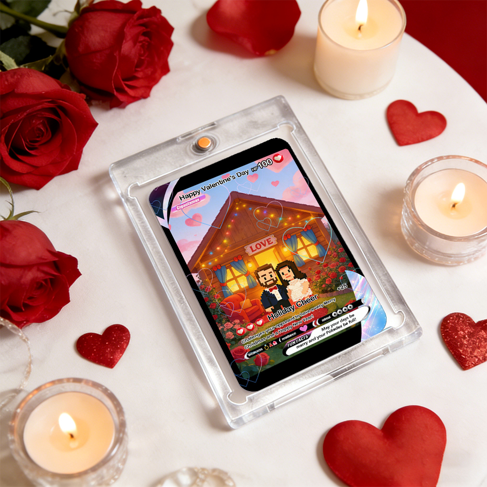 Personalisierte Valentinskarte „ich Wähle Dich" – Geschenkidee Für Paare. Verwandle Dein Foto In Eine Einzigartige Sammlerkarte Im Pixel-man-stil. Valentinsgeschenkidee - MyFaceSocksDE