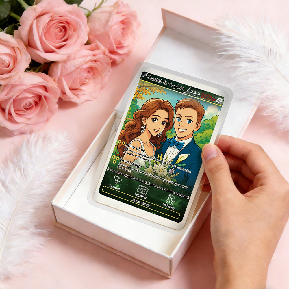 Personalisierte Valentinstagskarte Für Power-paare, Individuelle Jahrestagskarte Im Anime-stil Mit Pärchenfoto, Das Perfekte Valentinstagsgeschenk Für Verliebte - MyFaceSocksDE