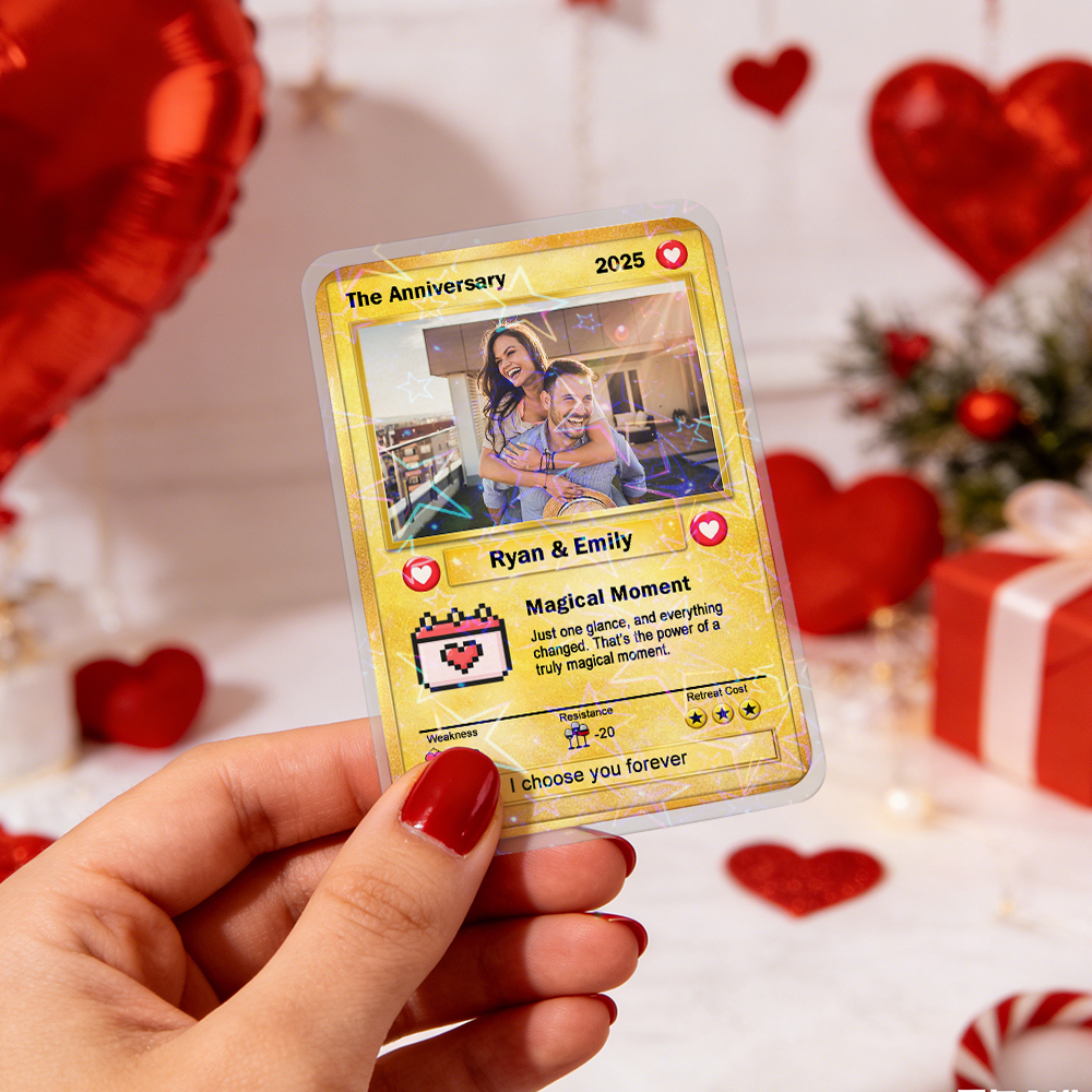 Personalisierte Pärchenkarte – Romantisches Jahrestagsgeschenk Für Paare – Erinnerungskarte Mit Pärchenfoto Im Niedlichen Stil - MyFaceSocksDE