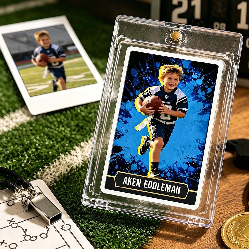 Personalisierte Fußballspieler-Sammelkarte – Personalisierte Foto- Und Story-Sport-Andenkenkarte Als Geschenk Für Kinder, Teams Und Trainer - MyFaceSocksDE