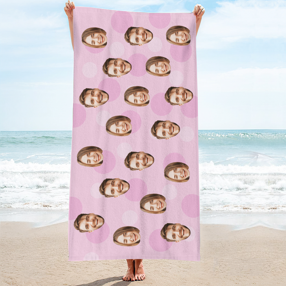 Personalisiertes Strandtuch Mit Gesicht, Individuelles Strandtuch, Lustiges Geschenk, Rosa - MyFaceSocksDE