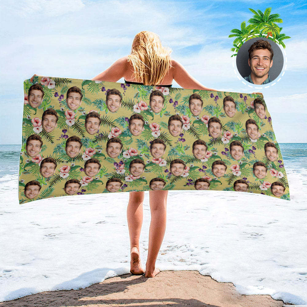 Strandtuch Mit Individuellem Gesicht, Strandtuch Im Hawaiianischen Stil, Lustige Geschenkideen - MyFaceSocksDE