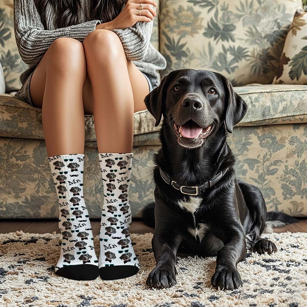 Benutzerdefinierte Vollgesichtssocken Mr. Cute Socken, Personalisiertes Foto, Individuelles Design, Beste Geschenkidee - MyFaceSocksDE
