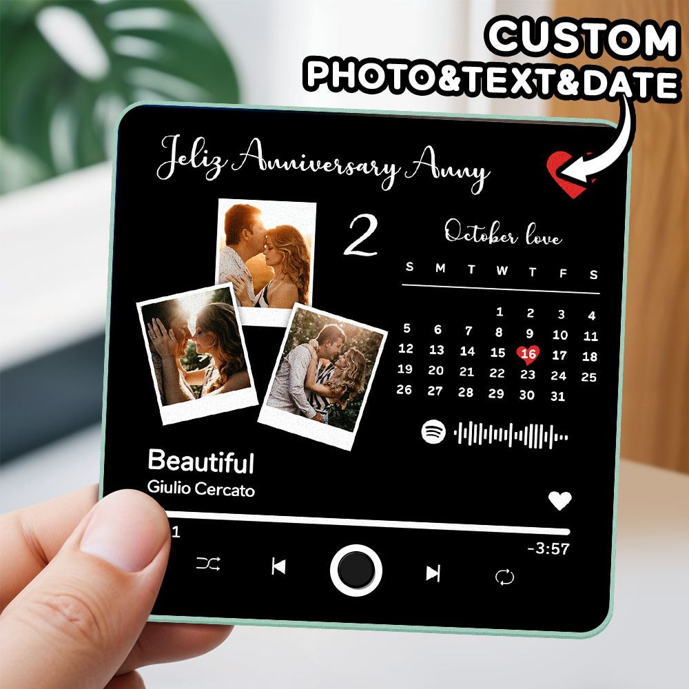 Benutzerdefinierter Multi-fotoalbum-musik-kühlschrankmagnet, Foto- Und Text-musik-kühlschrank, Personalisierter Telefon-musik-kühlschrankmagnet Pro - MyFaceSocksDE