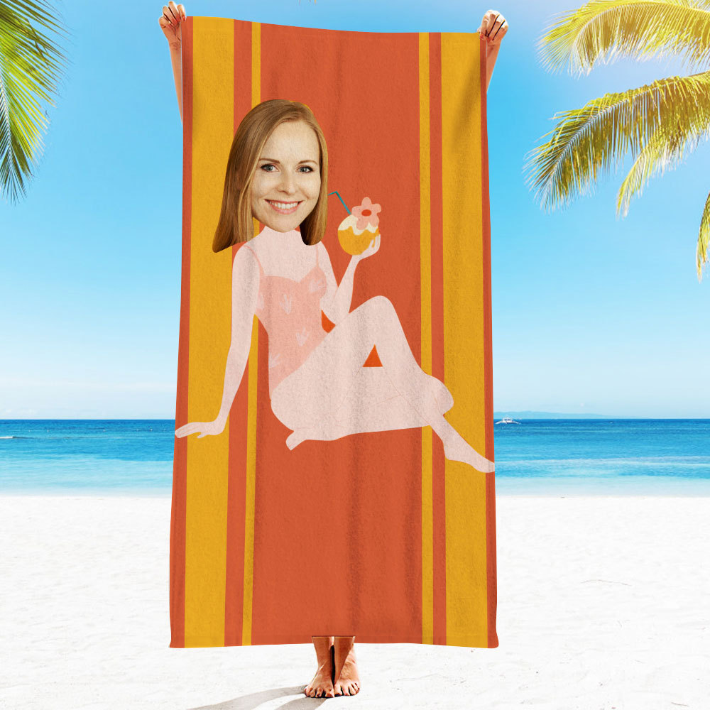 Personalisiertes Gesicht Strandtuch, Personalisiertes Sexy Meerjungfrau Strandtuch, Lustiges Geschenk Für Ihn - MyFaceSocksDE