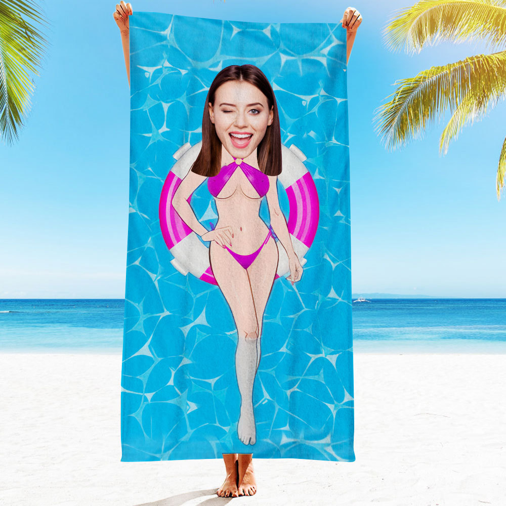 Personalisiertes Gesicht Strandtuch, Personalisiertes Sexy Meerjungfrau Strandtuch, Lustiges Geschenk Für Ihn - MyFaceSocksDE