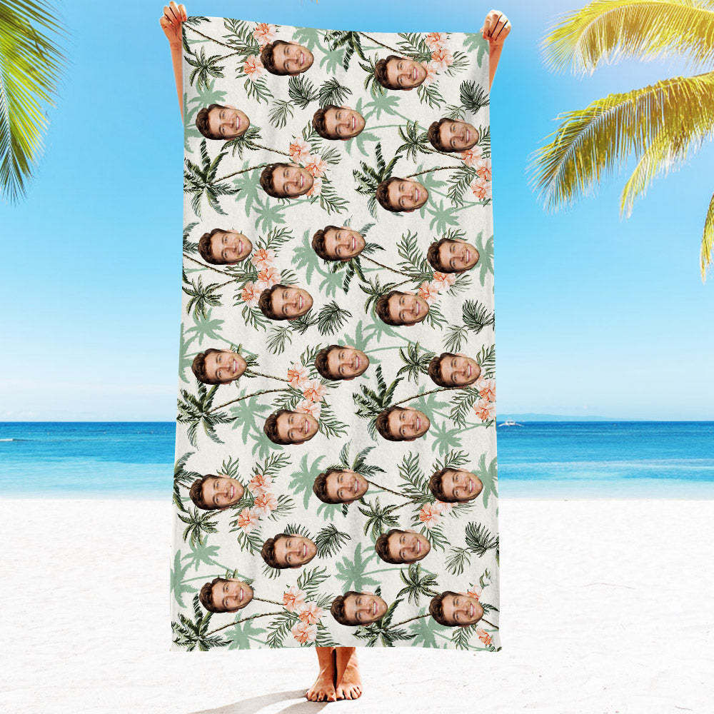 Strandtuch Mit Individuellem Gesicht, Strandtuch Im Hawaiianischen Stil, Lustige Geschenkideen - MyFaceSocksDE