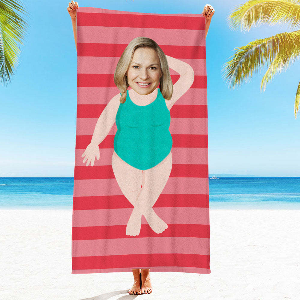 Personalisiertes Gesicht Strandtuch, Personalisiertes Sexy Meerjungfrau Strandtuch, Lustiges Geschenk - MyFaceSocksDE