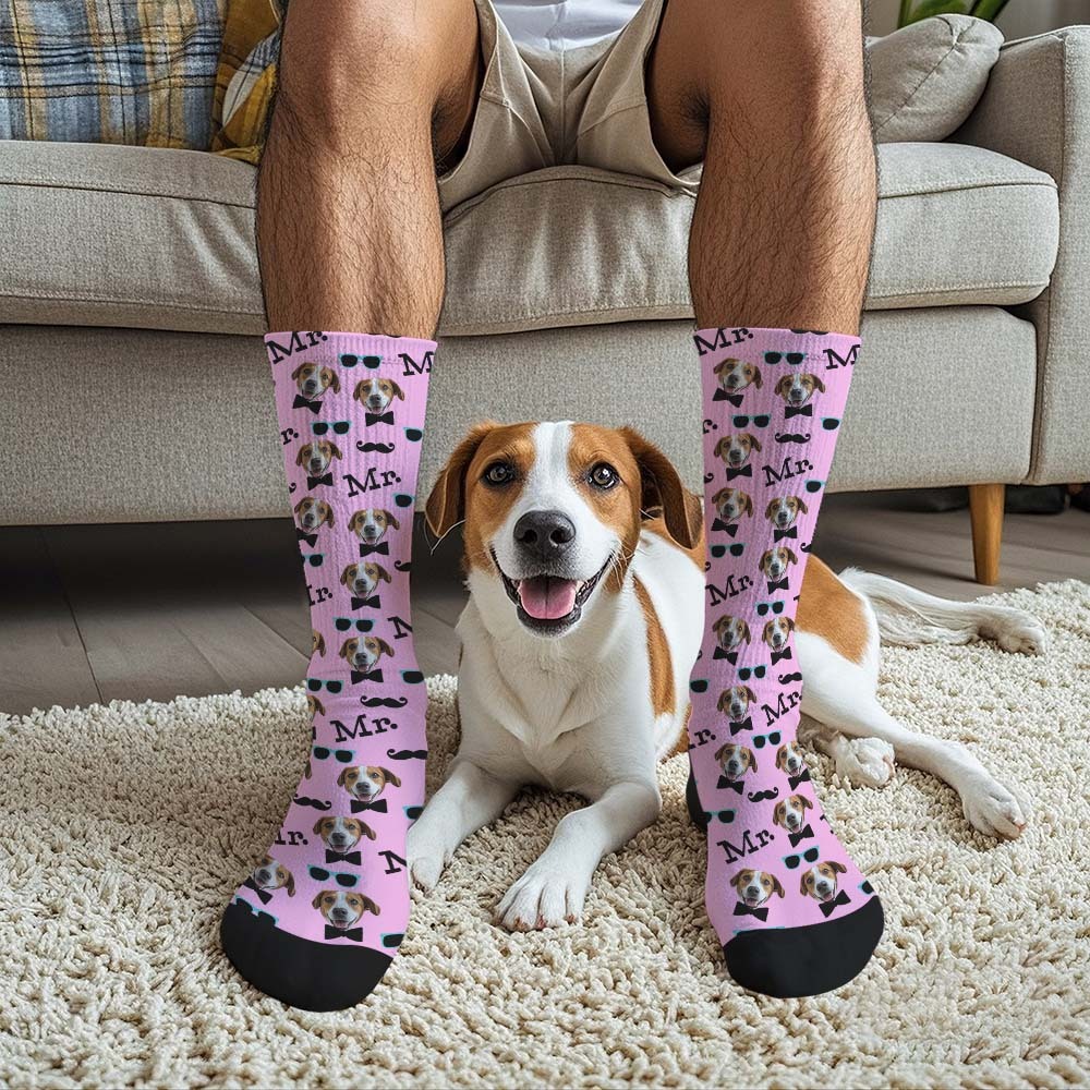 Benutzerdefinierte Vollgesichtssocken Mr. Cute Socken, Personalisiertes Foto, Individuelles Design, Beste Geschenkidee - MyFaceSocksDE