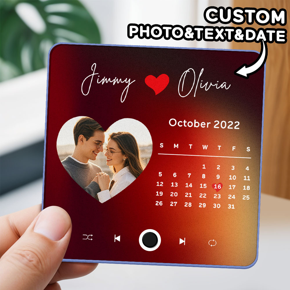 Personalisierter Fotoalbum-musik-kühlschrankmagnet, Herzfoto Und Datum, Musik-kühlschrank, Personalisierter Telefon-musik-kühlschrankmagnet Pro - MyFaceSocksDE