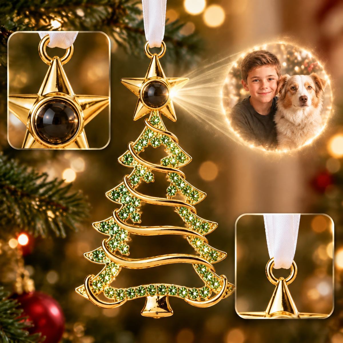 Personalisierter Weihnachtsbaumschmuck Mit Fotoprojektion, Erinnerungsgeschenk Für Familie Und Haustierliebhaber, Weihnachtsbaum-Hängedekoration - MyFaceSocksDE