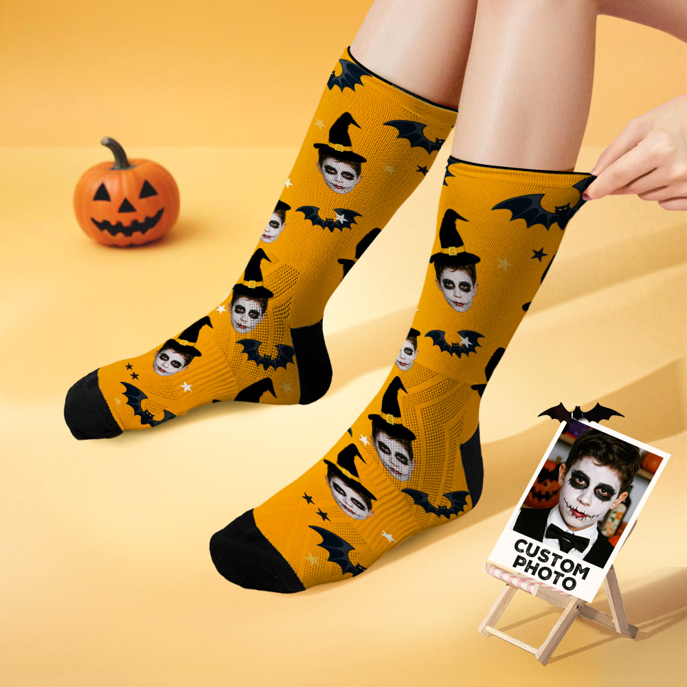 Personalisierte Gesichtssocken, Personalisiertes Halloween-foto, Lustige Socken, Geschenk - MyFaceSocksDE