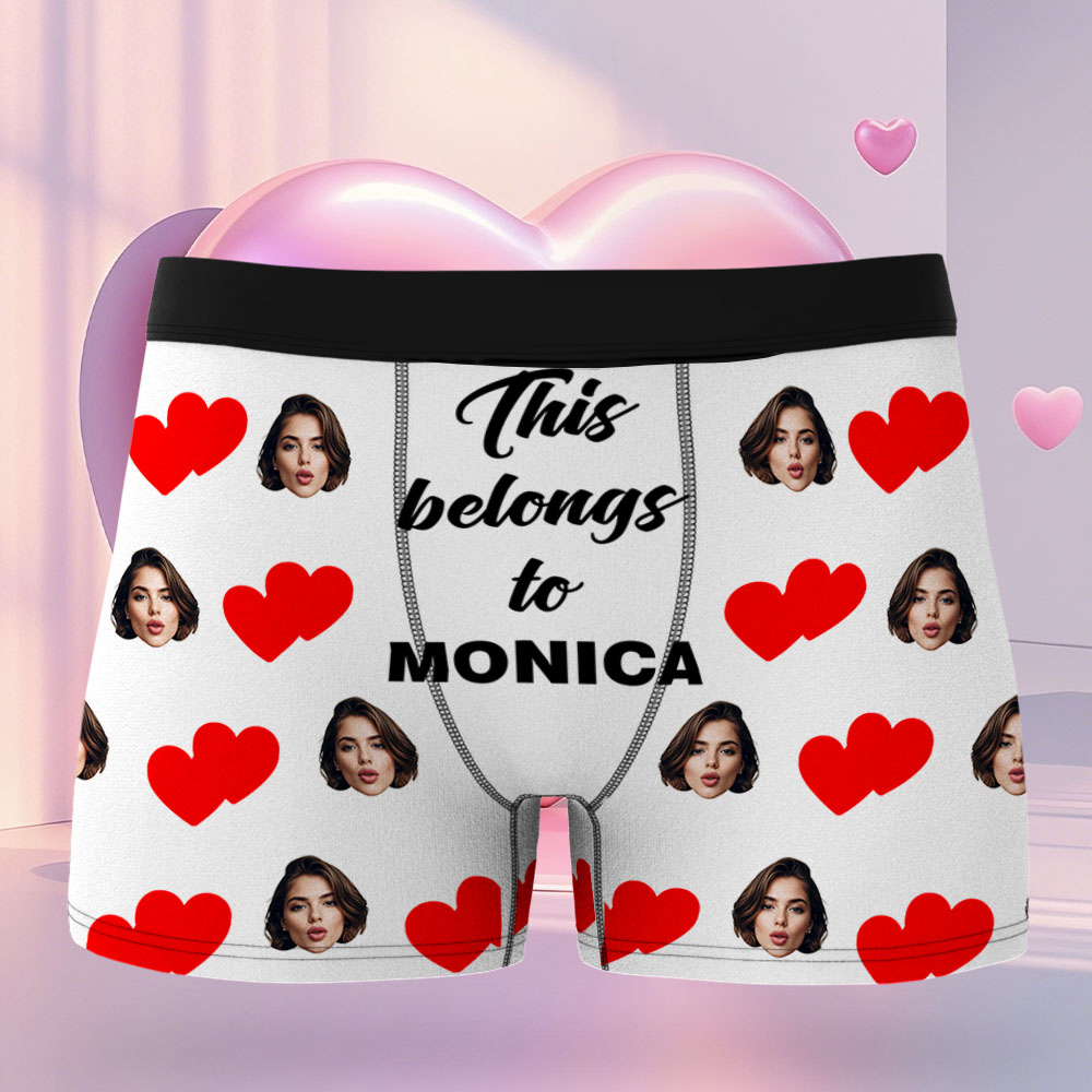 Benutzerdefinierte Gesichts-boxershorts Für Herren. Dies Gehört Zum Namen. Gesichts-boxershorts. Personalisierte Rosa Gesichts-boxershorts. Valentinstag-unterwäsche-geschenk - MyFaceSocksDE