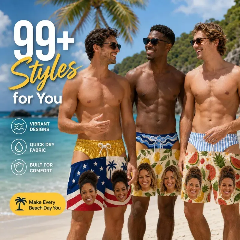 Benutzerdefinierte Lustige Männer Badehose Neuheit Optische Täuschung Badeshorts Lustige Neuheit Party Boardshorts Geschenk Für Ehemann Freund - MyFaceSocksDE