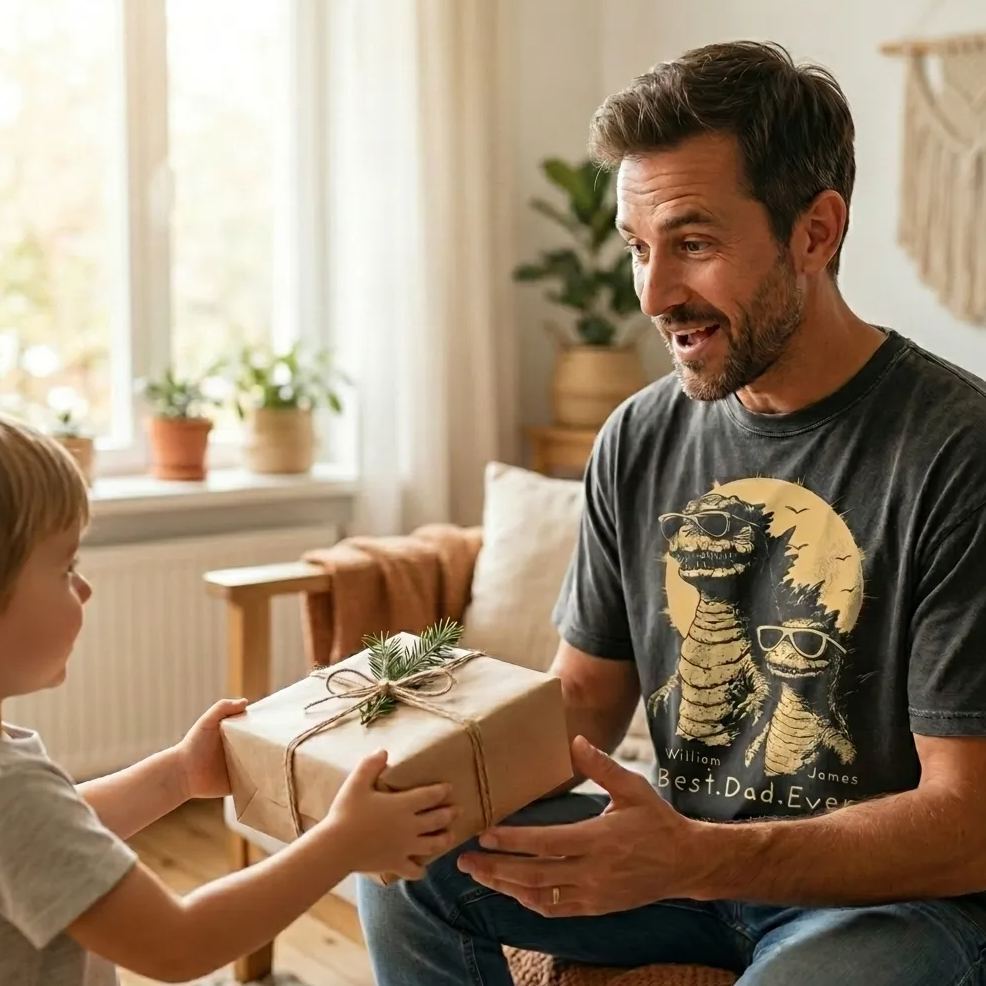 Personalisiertes „Best Dad Ever Dadzilla"-T-Shirt, Vatertagsgeschenke Für Papa, Lustiges Papa-T-Shirt, Cooles Papa-Dinosaurier-T-Shirt - MyFaceSocksDE