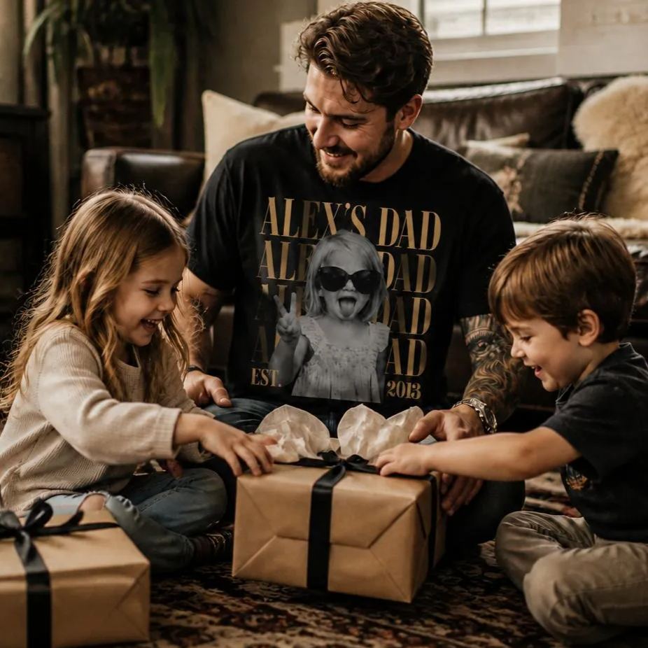 Personalisiertes Papa-Vintage-Foto-Shirt: Personalisiertes Vatertags-Shirt Mit Kinderfoto, Lustiges Papa-Shirt, Bestes Papa-Shirt Aller Zeiten, Neues Papa-Geschenk - MyFaceSocksDE