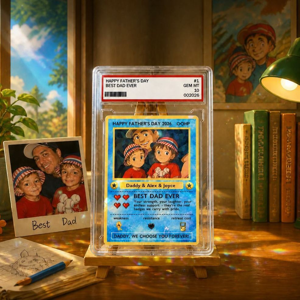 Benutzerdefinierte Legendäre Papa-Liebes-Sammelkarte – Individuelles Foto-Vatertagsgeschenk Für Papa, Einzigartige Sammelkarte Im TCG-Stil - MyFaceSocksDE