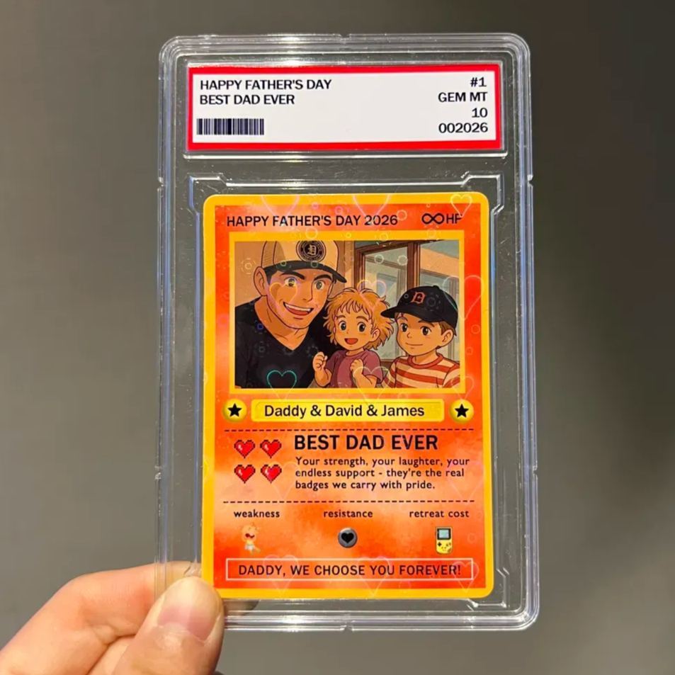Benutzerdefinierte Legendäre Papa-Liebes-Sammelkarte – Individuelles Foto-Vatertagsgeschenk Für Papa, Einzigartige Sammelkarte Im TCG-Stil - MyFaceSocksDE