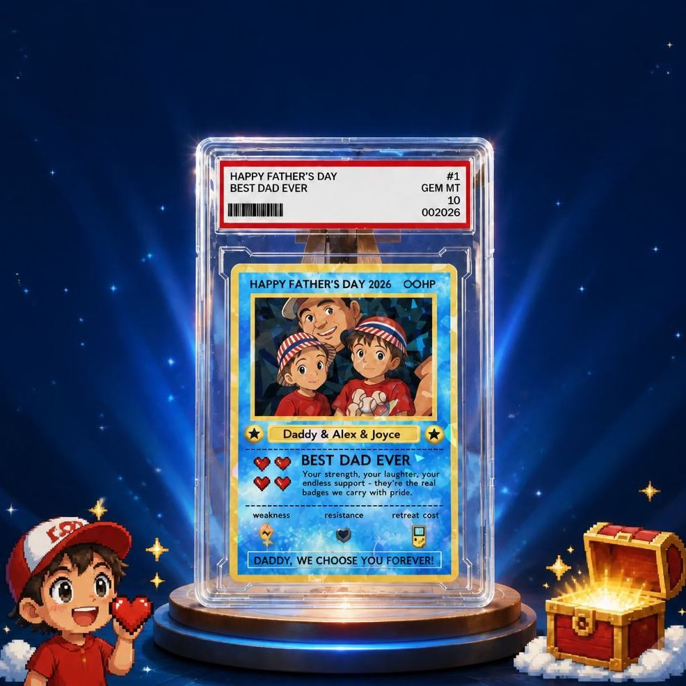 Benutzerdefinierte Legendäre Papa-Liebes-Sammelkarte – Individuelles Foto-Vatertagsgeschenk Für Papa, Einzigartige Sammelkarte Im TCG-Stil - MyFaceSocksDE