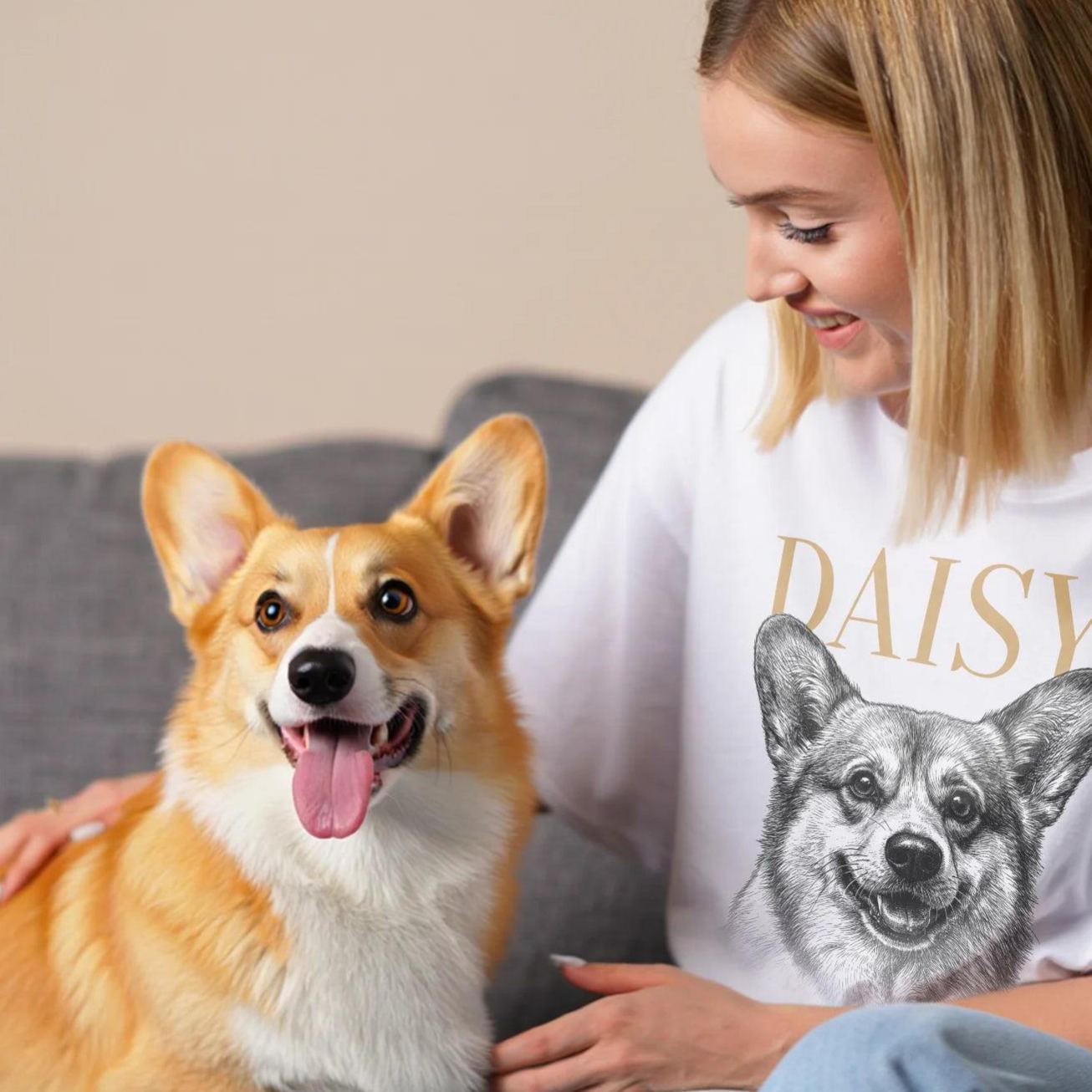 Personalisiertes Haustier-Foto-T-Shirt, Individuelles Hunde- Oder Katzenportrait-Shirt, Einzigartiges Geschenk Für Haustierliebhaber - MyFaceSocksDE