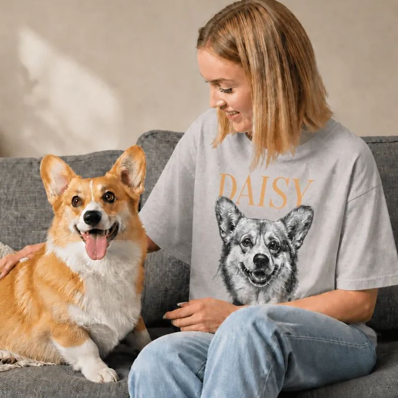 Personalisiertes Haustier-Foto-T-Shirt, Individuelles Hunde- Oder Katzenportrait-Shirt, Einzigartiges Geschenk Für Haustierliebhaber - MyFaceSocksDE